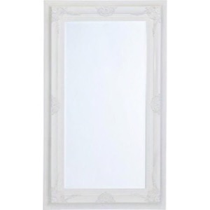 Hvidt spejl facetslebet barok med lidt sølv 87x147cm - Se flere hvide spejle